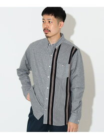 【SALE／30%OFF】コーヒー刺繍 ニット 切り替え ネルシャツ BEAMS HEART MEN ビームス アウトレット トップス シャツ・ブラウス グレー ネイビー【RBA_E】【送料無料】[Rakuten Fashion]