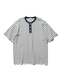 【SALE／50%OFF】Healthknit / 別注 Honeycomb Thermal Henry Neck T-shirt Horizontal Stripe BEAMS PLUS ビームス アウトレット トップス カットソー・Tシャツ ホワイト【RBA_E】【送料無料】[Rakuten Fashion]