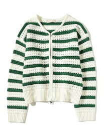 【SALE／50%OFF】ボーダー ニット ブルゾン B:MING by BEAMS ビームス アウトレット トップス カーディガン ホワイト【RBA_E】【送料無料】[Rakuten Fashion]