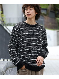 【SALE／70%OFF】ランダム ボーダー クルーネック ニット BEAMS HEART MEN ビームス アウトレット トップス ニット ブラック ホワイト【RBA_E】[Rakuten Fashion]