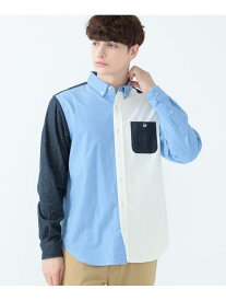 【SALE／40%OFF】コーヒー 刺繍 クレイジー?ボタンシャツ BEAMS HEART MEN ビームス アウトレット トップス シャツ・ブラウス ネイビー グレー【RBA_E】【送料無料】[Rakuten Fashion]