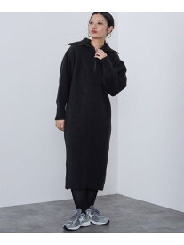 【SALE／70%OFF】ハーフジップ 畦編み ニットワンピース BEAMS HEART WOMEN ビームス アウトレット ワンピース・ドレス その他のワンピース・ドレス ブラック ホワイト【RBA_E】[Rakuten Fashion]
