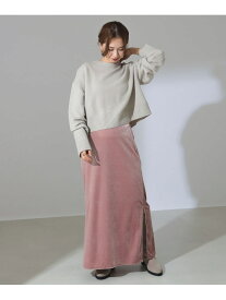 【SALE／70%OFF】トリアセテート ベロア スリット スカート Demi-Luxe BEAMS ビームス アウトレット スカート その他のスカート ブラック ピンク【RBA_E】【送料無料】[Rakuten Fashion]