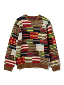 【SALE／50%OFF】BEAMS PLUS / パッチワーク ハンドニット クルーネック BEAMS PLUS ビームス アウトレット トップス ニット【RBA_E】【送料無料】[Rakuten Fashion]