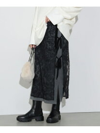 【SALE／40%OFF】起毛レースエプロン * リブスカート(セットアイテム) BEAMS HEART WOMEN ビームス アウトレット スカート ロング・マキシスカート ホワイト ブラック【RBA_E】【送料無料】[Rakuten Fashion]