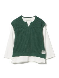 【SALE／30%OFF】ニットベスト&ロングスリーブ Tシャツ セット (90~150cm) BEAMS mini ビームス アウトレット トップス カットソー・Tシャツ ベージュ グリーン【RBA_E】[Rakuten Fashion]