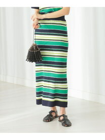 【SALE／60%OFF】B:MING by BEAMS / マルチボーダー ニットスカート B:MING by BEAMS ビームス アウトレット スカート ロング・マキシスカート グリーン パープル【RBA_E】[Rakuten Fashion]