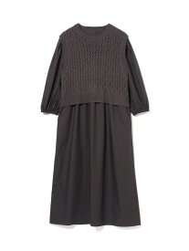 【SALE／60%OFF】ニットベスト付き ワンピース B:MING by BEAMS ビームス アウトレット ワンピース・ドレス ワンピース ブラック ホワイト【RBA_E】【送料無料】[Rakuten Fashion]