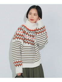 【SALE／40%OFF】ジャガード ボーダー ニット プルオーバー(ウォッシャブル) BEAMS HEART WOMEN ビームス アウトレット トップス ニット ホワイト ブラック【RBA_E】【送料無料】[Rakuten Fashion]