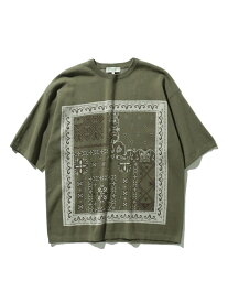 【SALE／50%OFF】B:MING by BEAMS / バンダナ柄 クルーネックニットTシャツ(ドロップフィット) B:MING by BEAMS ビームス アウトレット トップス ニット カーキ【RBA_E】[Rakuten Fashion]