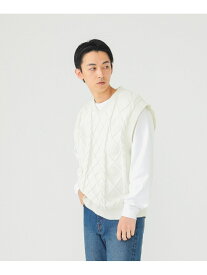 【SALE／70%OFF】5ゲージ フィッシャーマン ニットベスト BEAMS ビームス アウトレット トップス ベスト・ジレ ネイビー ホワイト【RBA_E】[Rakuten Fashion]