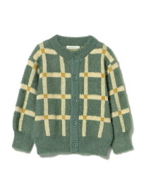 【SALE／30%OFF】チェック シャギー カーディガン (90~140cm) BEAMS mini ビームス アウトレット トップス ニット グリーン ベージュ【RBA_E】[Rakuten Fashion]