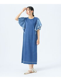【SALE／50%OFF】異素材 フレア デニム ワンピース BEAMS HEART WOMEN ビームス アウトレット ワンピース・ドレス その他のワンピース・ドレス ブルー ブラック【RBA_E】[Rakuten Fashion]