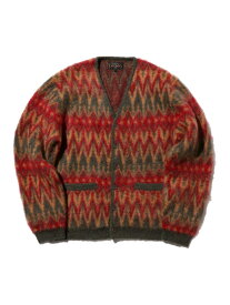 【SALE／60%OFF】シェブロン パターン ダブルジャカード カーディガン BEAMS PLUS ビームス アウトレット トップス ニット グリーン ブラウン グレー【RBA_E】【送料無料】[Rakuten Fashion]