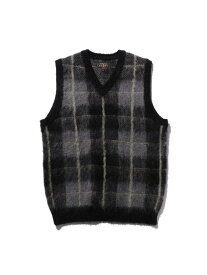 【SALE／70%OFF】モヘヤ チェック ベスト BEAMS PLUS ビームス アウトレット トップス ベスト・ジレ グリーン ブラック ネイビー【RBA_E】【送料無料】[Rakuten Fashion]