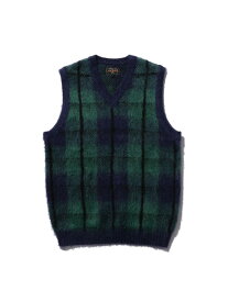 【SALE／60%OFF】モヘヤ チェック ベスト BEAMS PLUS ビームス アウトレット トップス ベスト・ジレ グリーン ブラック ネイビー【RBA_E】【送料無料】[Rakuten Fashion]