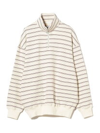 【SALE／50%OFF】SAYHELLO / Harf Zip Border BEAMS T ビームス アウトレット トップス スウェット・トレーナー ベージュ【RBA_E】【送料無料】[Rakuten Fashion]