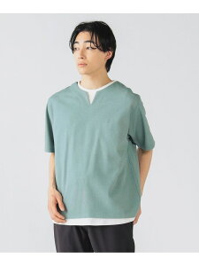 �ySALE�^40%OFF�z�X���b�g�l�b�N �t�F�C�N���C���[ T�V���c(�ڐG�⊴) BEAMS HEART MEN �r�[���X �A�E�g���b�g �g�b�v�X �J�b�g�\�[�ET�V���c �x�[�W�� �O���[�� �u���[�yRBA_E�z[Rakuten Fashion]