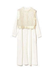 【SALE／50%OFF】ラメ ニット ベスト * シャツ ワンピース セット(S~M) B:MING by BEAMS ビームス アウトレット ワンピース・ドレス シャツワンピース ブラック ホワイト【RBA_E】【送料無料】[Rakuten Fashion]
