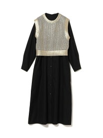 【SALE／50%OFF】ラメ ニット ベスト * シャツ ワンピース セット(S~M) B:MING by BEAMS ビームス アウトレット ワンピース・ドレス シャツワンピース ブラック ホワイト【RBA_E】【送料無料】[Rakuten Fashion]