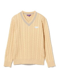 【SALE／50%OFF】PURPLE LABEL / ケーブル編 チルデン Vネック セーター BEAMS GOLF PURPLE LABEL ビームス アウトレット トップス ニット ホワイト イエロー ネイビー【RBA_E】【送料無料】[Rakuten Fashion]