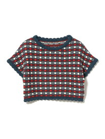 【SALE／40%OFF】チェック ニット プルオーバー(90~140cm) B:MING by BEAMS ビームス アウトレット トップス ニット ネイビー レッド【RBA_E】[Rakuten Fashion]