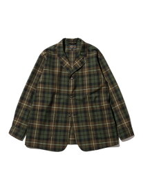 【SALE／60%OFF】ポリエステル ウール プラッド 4ボタン カフス ジャケット BEAMS PLUS ビームス アウトレット ジャケット・アウター テーラードジャケット・ブレザー グリーン ブラウン【RBA_E】【送料無料】[Rakuten Fashion]