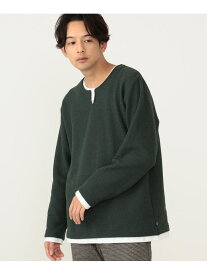 【SALE／40%OFF】フェイクレイヤー キーネック ニットフリース Tシャツ BEAMS HEART MEN ビームス アウトレット トップス カットソー・Tシャツ ベージュ グリーン ネイビー【RBA_E】[Rakuten Fashion]