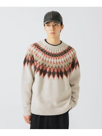 【SALE／40%OFF】求心柄 ニット BEAMS HEART MEN ビームス アウトレット トップス ニット ホワイト ベージュ【RBA_E】【送料無料】[Rakuten Fashion]