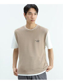 【SALE／50%OFF】刺繍 ベストフェイクレイヤー Tシャツ BEAMS HEART MEN ビームス アウトレット トップス カットソー・Tシャツ ブラック ベージュ ホワイト【RBA_E】[Rakuten Fashion]