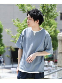 【SALE／40%OFF】スリットネック フェイクレイヤー ワッフル Tシャツ BEAMS HEART MEN ビームス アウトレット トップス カットソー・Tシャツ ベージュ ブルー グリーン【RBA_E】[Rakuten Fashion]