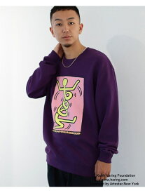 【SALE／70%OFF】BEAMS T / KEITH HARING クルーネックスウェット BEAMS T ビームス アウトレット トップス スウェット・トレーナー グレー パープル【RBA_E】[Rakuten Fashion]