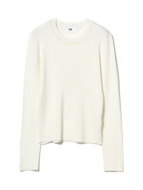 【SALE／70%OFF】RBS / リブ ハリヌキ ライン クルーネック トップス Ray BEAMS ビームス アウトレット トップス ニット ホワイト グリーン【RBA_E】[Rakuten Fashion]