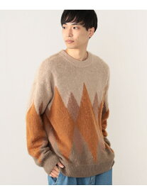 【SALE／70%OFF】BEAMS HEART / アーガイル ビッグ クルーネック ニット BEAMS HEART ビームス アウトレット トップス ニット ベージュ ブラウン【RBA_E】[Rakuten Fashion]