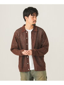 【SALE／50%OFF】5ゲージ メッシュ ポロカーディガン BEAMS ビームス アウトレット トップス カーディガン ブラック ブラウン【RBA_E】【送料無料】[Rakuten Fashion]