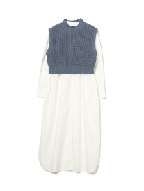 【SALE／60%OFF】畦ニットベスト * シャツワンピース B:MING by BEAMS ビームス アウトレット ワンピース・ドレス ワンピース ホワイト ブルー グレー【RBA_E】【送料無料】[Rakuten Fashion]