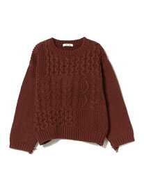【SALE／70%OFF】B:MING by BEAMS / ケーブル フリンジ ニット(90~140cm) B:MING by BEAMS ビームス アウトレット トップス ニット ホワイト レッド【RBA_E】[Rakuten Fashion]