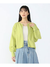 【SALE／60%OFF】ダブルジップ パール カーディガン(手洗い可能) BEAMS HEART WOMEN ビームス アウトレット トップス ニット ホワイト ブラック【RBA_E】[Rakuten Fashion]