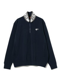 【SALE／50%OFF】ORANGE LABEL / 襟裏ロゴ ハーフジップ ニット BEAMS GOLF ORANGE LABEL ビームス アウトレット トップス ニット ホワイト ネイビー【RBA_E】【送料無料】[Rakuten Fashion]