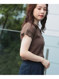 【SALE／50%OFF】袖レース アイレットニット プルオーバー BEAMS HEART WOMEN ビームス アウトレット トップス ニット ホワイト ブラウン ネイビー【RBA_E】[Rakuten Fashion]