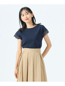 【SALE／50%OFF】袖レース アイレットニット プルオーバー BEAMS HEART WOMEN ビームス アウトレット トップス ニット ホワイト ブラウン ネイビー【RBA_E】[Rakuten Fashion]
