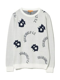 【SALE／50%OFF】ORANGE LABEL / ロゴ総柄 プルオーバーニット BEAMS GOLF ORANGE LABEL ビームス アウトレット トップス ニット グリーン ネイビー ホワイト【RBA_E】【送料無料】[Rakuten Fashion]