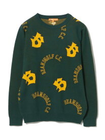 【SALE／50%OFF】ORANGE LABEL / ロゴ総柄 プルオーバーニット BEAMS GOLF ORANGE LABEL ビームス アウトレット トップス ニット グリーン ネイビー ホワイト【RBA_E】【送料無料】[Rakuten Fashion]