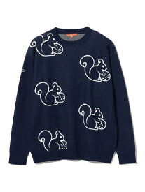 【SALE／50%OFF】ORANGE LABEL / リス総柄 プルオーバーニット BEAMS GOLF ORANGE LABEL ビームス アウトレット トップス ニット グリーン ブラック ネイビー【RBA_E】【送料無料】[Rakuten Fashion]