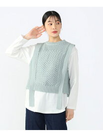 【SALE／50%OFF】インナー付き バスケット編み ベスト(セットアイテム) BEAMS HEART WOMEN ビームス アウトレット トップス ベスト・ジレ グリーン グレー ホワイト【RBA_E】[Rakuten Fashion]