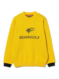 【SALE／50%OFF】ORANGE LABEL / ジャカードロゴ バイカラーニット BEAMS GOLF ORANGE LABEL ビームス アウトレット トップス ニット ネイビー ホワイト イエロー【RBA_E】【送料無料】[Rakuten Fashion]
