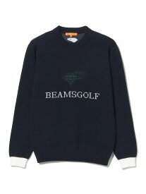 【SALE／50%OFF】ORANGE LABEL / ジャカードロゴ バイカラーニット BEAMS GOLF ORANGE LABEL ビームス アウトレット トップス ニット ネイビー ホワイト イエロー【RBA_E】【送料無料】[Rakuten Fashion]