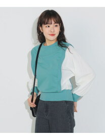 【SALE／50%OFF】ふんわり袖 異素材切替 プルオーバー BEAMS HEART WOMEN ビームス アウトレット トップス カットソー・Tシャツ グレー ブラック グリーン【RBA_E】[Rakuten Fashion]