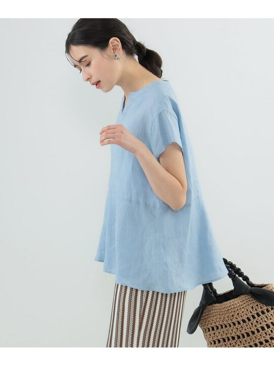楽天市場】【SALE／60%OFF】リネン キーネック フレンチスリーブ 