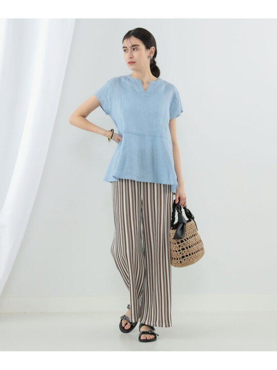 楽天市場】【SALE／60%OFF】リネン キーネック フレンチスリーブ 